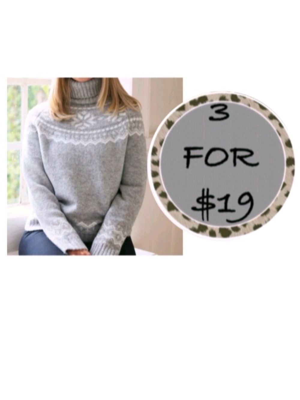 3/$19 Cozy winter Gray Turtleneck Sweater